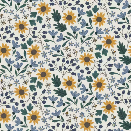Cream Honeybee Digital Small Sunflowers