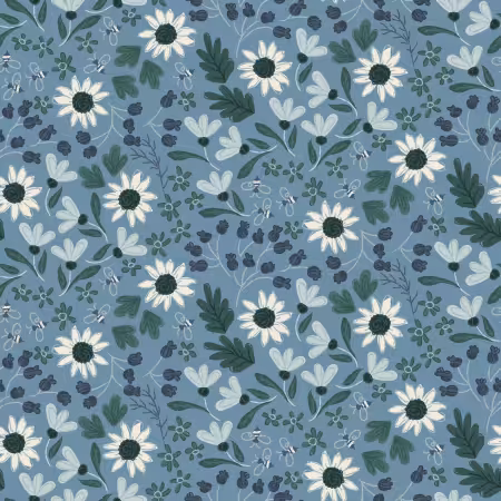 Denim Honeybee Digital Small Sunflowers