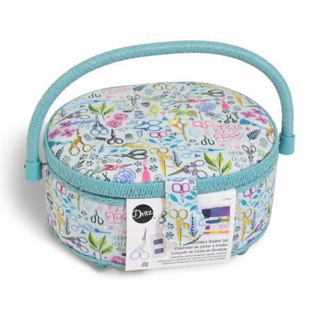 Premium Oval Sewing Basket and Accessories
