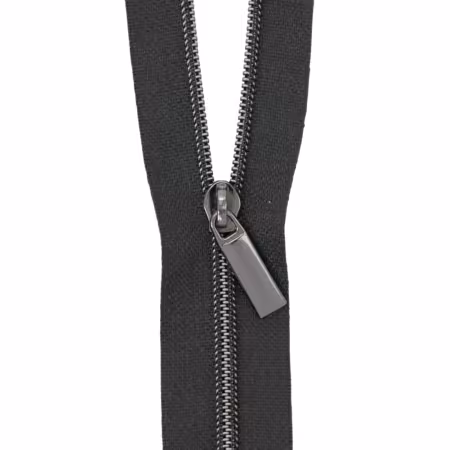 Black #3 Nylon Gunmetal Coil Zippers: 3 Yards with 9 Pulls
