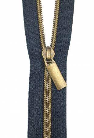 Navy #5 Nylon Antique Coil Zippers: 3 Yards with 9 Pulls