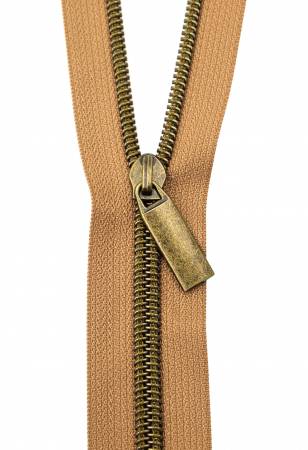 Natural #5 Nylon Antique Coil Zippers: 3 Yards with 9 Pulls