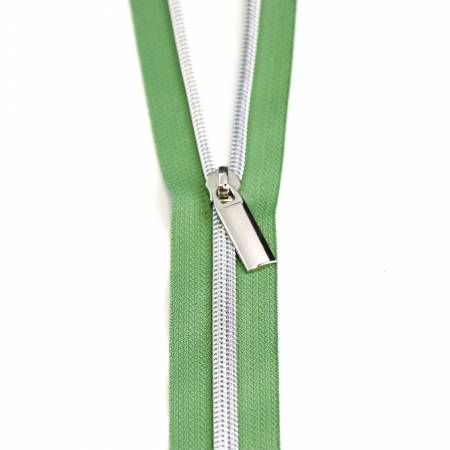 Magnolia #5 Nylon Nickel Coil Zippers: 3 Yards with 9 Pulls